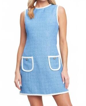 NEW FLYING TOMATO solid woven mini dress in blue